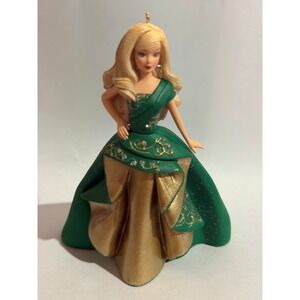 Hallmark Keepsake Celebration Barbie Ornament 2011 Special Edition Green Gold